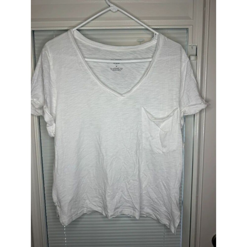 Pilcro The Quinn White V-Neck Pocket T-Shirt Women’s Medium Anthropologie